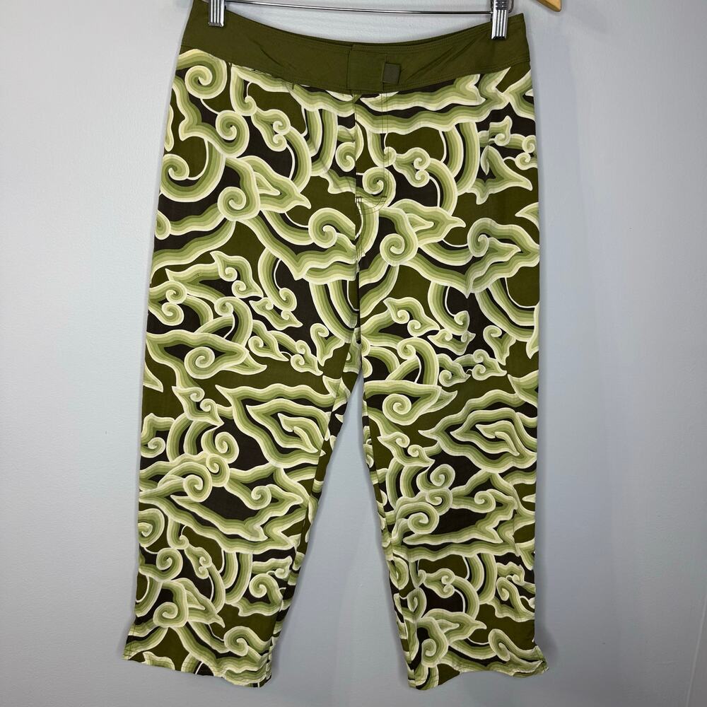 Pataloha Patagonia Kokawe Capri Copped Pants Olive Swirl Hook & Loop Sz 8